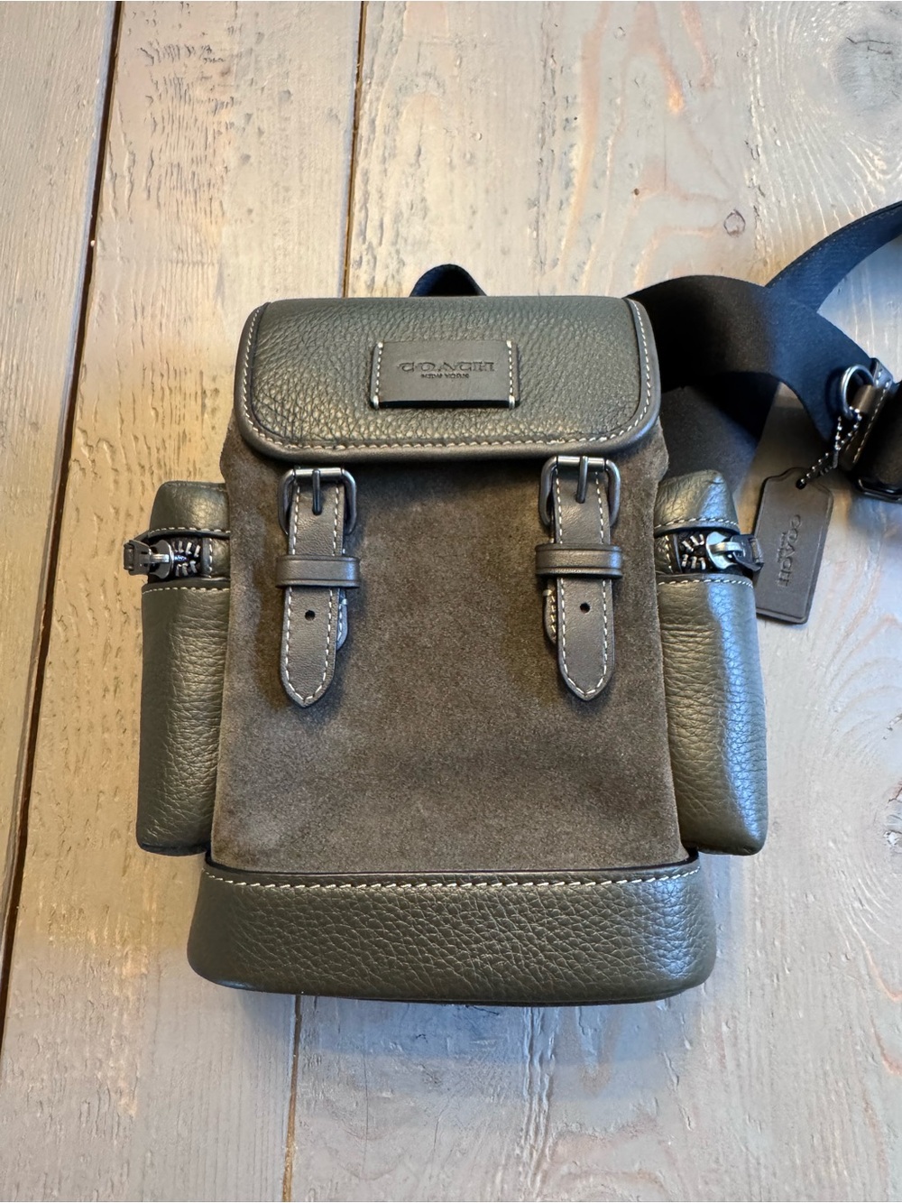 Coach Men's Olive Green Suede & Leather Belt Bag